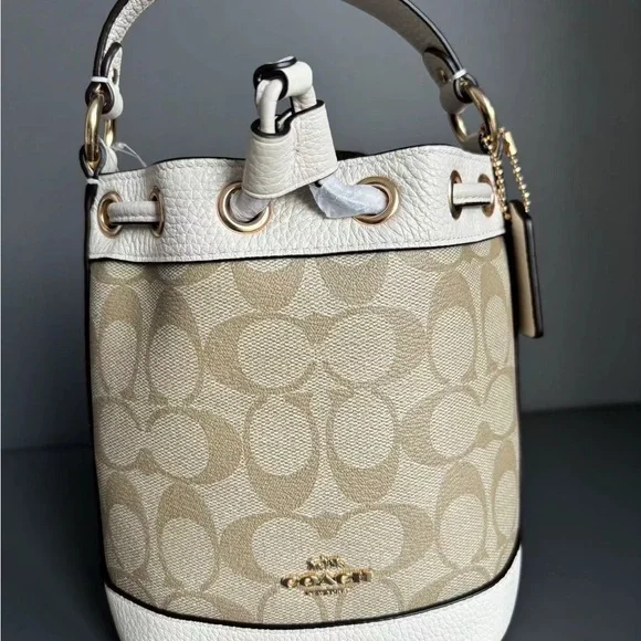 Coach Cream and Tan Signature Shoulder Bag - Picture 5 of 6